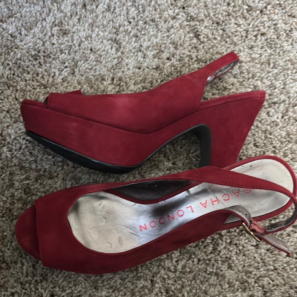 Sacha London Bold Red Wedge Sandals